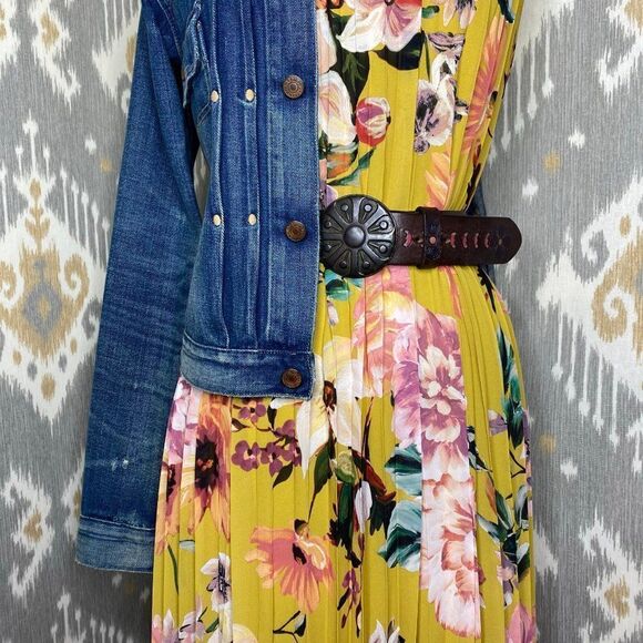 COOLPLES Pleated Yellow Floral Multi Maxi Dress - Picture 16 of 16